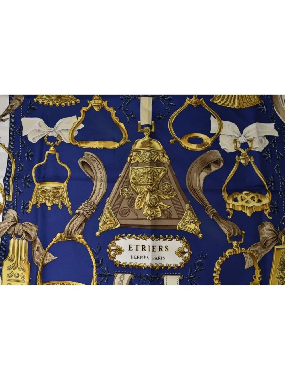 Hermes Carre 90 Scarf Vintage Etriers Stirrup Fantasy Blue